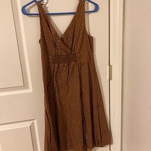 Short brown with white polkadot dress